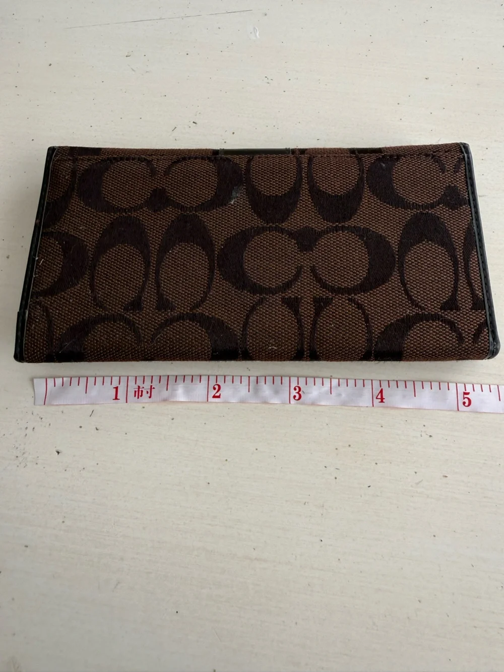 Coach Brown Signature Canvas Money Clip Wallet